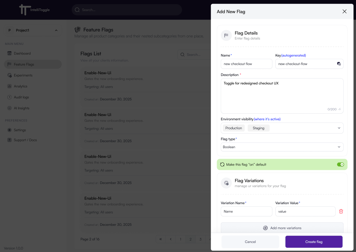 Feature flag details